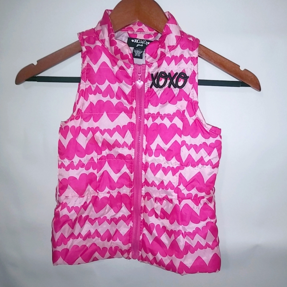 XOXO Girls M Barbie Pink Hearts Puff Vest